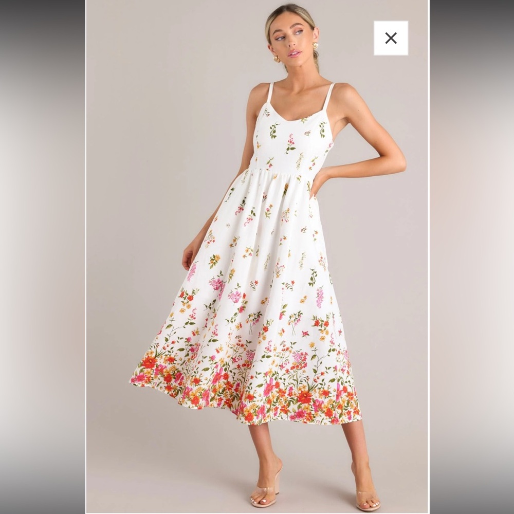 Floral midi linen dress